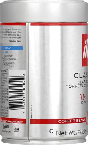 ILLY CLASSICO WHOLE BEAN COFFEE, MEDIUM ROAST, CLASSIC ROAST WITH NOTES OF CARAMEL, ORANGE BLOSSOM AND JASMINE, 100% ARABICA COFFEE, NO PRESERVATIVES, 8.8 OUNCE CAN (PACK OF 1)