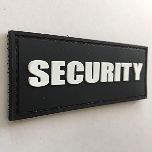 uuKen Security Tab Black and White Lettering Tactical PVC Patch with Hook Fastener Backing