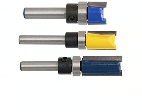 1/4" Diameter Flush Trim Pattern Router Bit Set Shank Top Bearing Milling Cutter AE 3Pcs/Set