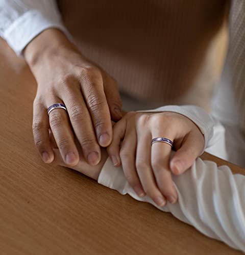 Monkton 4MM 6MM Blue Stainless Steel Ring Dome High Polished Couple Wedding band Engraved LOVE YOU FOREVER(6MM,9)