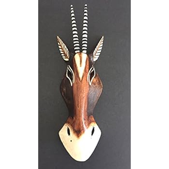 OMA African Giraffe Mask Wood Carved Antelope African Safari Wall Hanging Decor Brand