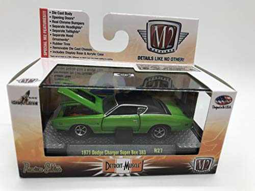 M2 Machines Detroit-Muscle 1971 Dodge Charger Super Bee 383 1:64 Scale R27 14-52 Green/Black Details Like NO Other! Over 42 Parts