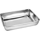 Sheet Pan,Cookie Sheet,Heavy Duty Stainless Steel Baking Toaster Oven Jelly Roll Deep Edge,Superior Mirror Finish, Dishwasher Safe (14.25x11.22x2.36 inches)