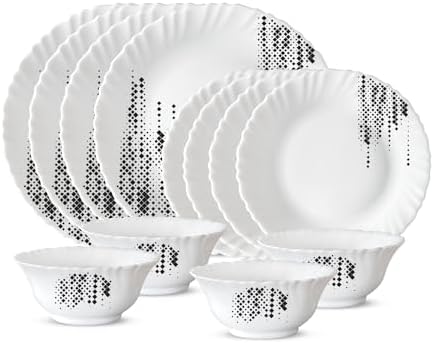 BOROSIL LARAH PLANO OPAL DINNER SET, SLATE, 12DSPL01-SL, 12 PC SET