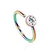 20 Gauge Stainless Steel Rainbow Clear Gem Nose Hoop