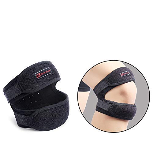 youeneom Knee Strap for Running,Knee Stabilizing Brace Support for Tendonitis,Arthritis, Meniscus, Tear,Tennis Injury Recovery,Injury Recovery,Sports (Black)