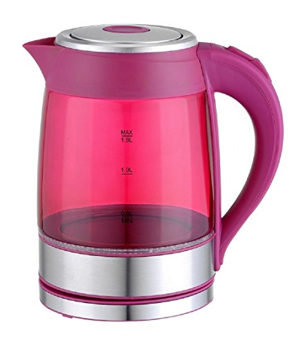 GForce GF-P1056-1188 Electric Glass Kettle With Blue LED Light - 1.8L Capacity (Strawberry)
