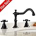 Beelee Deck Mounted Three Holes Double Handles Widespread Bathroom Sink Faucet, Oil Rubbed Bronze