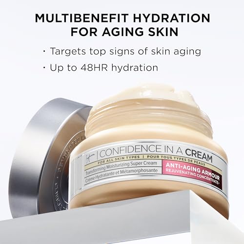 IT Cosmetics Confidence in a Cream - Hydrating & Anti Aging Face Moisturizer, Visibly Reduces Fine Lines & Wrinkles, Up To 48H Hydration, Repairs Skin Barrier, Squalane & Ceramides, For All Skin Types