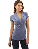 PattyBoutik Women's Shawl Collar Short Sleeve Blouse