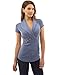 PattyBoutik Women Shawl Collar Short Sleeve Blouse (Heather Blue Medium)