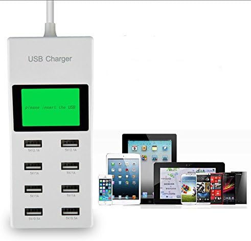 UK/EU/US Plug multiple port 8-Port USB Portable Home Travel Wall Charger Adapter with LCD Display