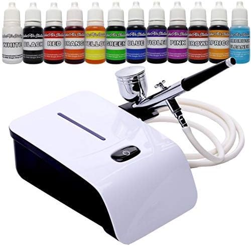 Airbrush Cake Decorating Kit - Includes Airbrush Compressor - 11 Colours Plus Airbrush Cleaner - by ParvaRex CakeAirStation