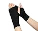 Olyer Winter Fingerless Gloves Stretchy Knitted Cashmere Warmer Gloves (Black)