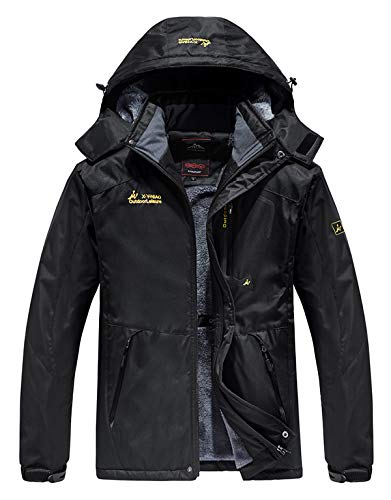HOW'ON Men's Waterproof Ski Jackets Winter Windproof Hooded Mountain Fleece Outwear