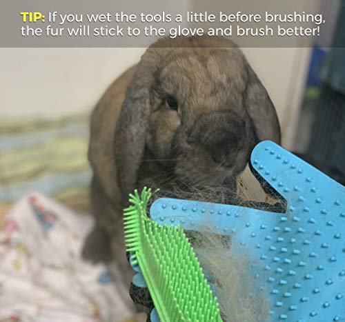 Small Animal Grooming Set - Includes Pet Hair Glove and Pet Hair Removal Brush - Reduces Shedding - Safe for Cats, Bunnies, Guinea Pigs, and Other Small Animals              - Thumbnail 3