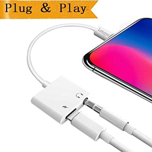 Lightning Headphone Adapter for iPhone 7/7plus iPhone X10 8/8 Plus, Lightning to 3.5mm Earphone Splitte Aux Audio Accessories, Compatible Audio+Charge+Remote Support iOS 10.3 or11 Later (white)…