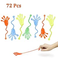 VCOSTORE 72 Pieces Sticky Hands Party Favor Pack, Stretchy Glitter Sticky Fingers for Party Supplies, Goodie Bag Fillers, Fun Gift for Kids Birthday - 8.6" Inches Long