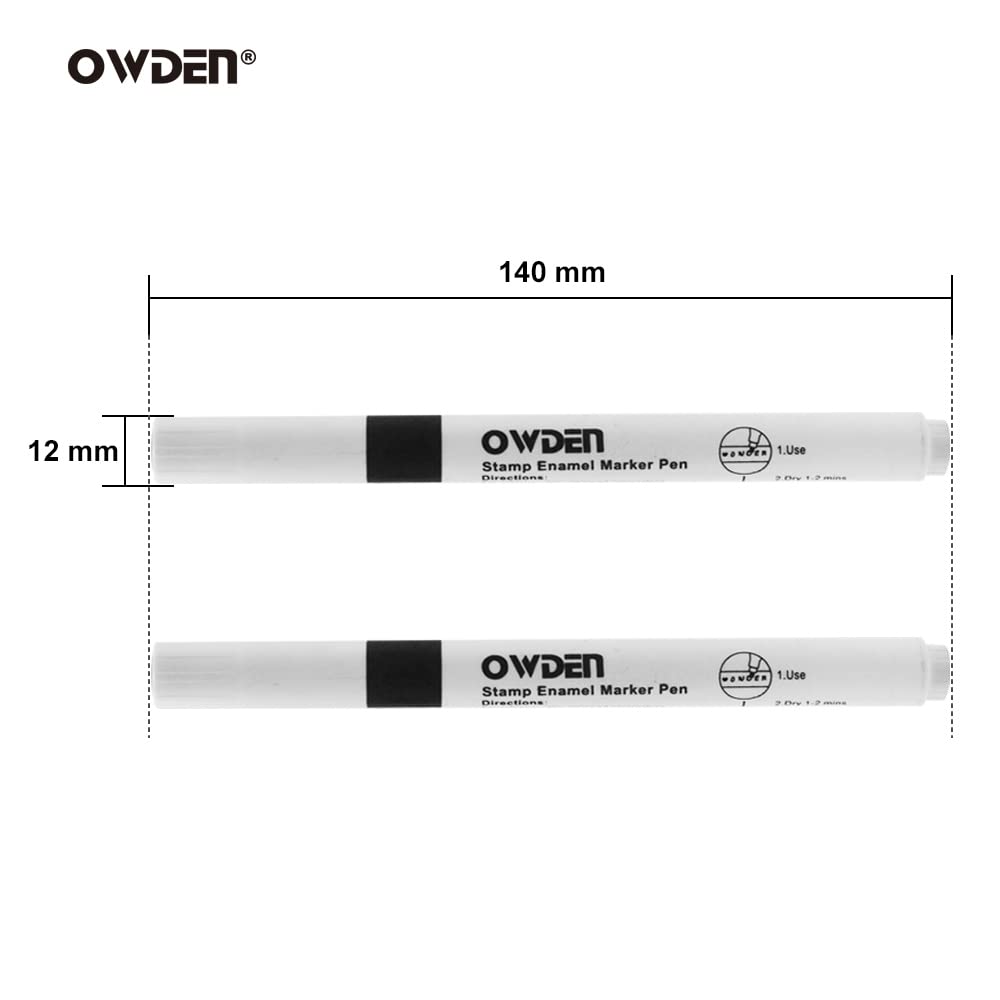 OWDEN 2-Pieces Metal Stamp Enamel Marker for Metal Stamping and Engraving Diy, Jewelry Steel Stamps Acrylic Ink. (2-Pieces Black)