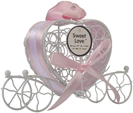 Candy Gift Boxes Wedding Party Favour, 1pc New Candy Boxes Romantic Carriage Sweets Chocolate Box Wedding Party Favors (Pink)