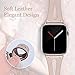 Kaome Leather Band Compatible for Apple Watch Band 44mm 42mm, Slim Elegant Strap, Women Replacement Bands for iWatch Series 5 Series 4 Series 3, Fashionable Feminine Breathable Slit Design-Sand Pink