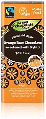 The Raw Chocolate Company - Fairtrade Raw Dark Chocolate With Orange &amp; Xylitol 70% Raw Cacao - 44g