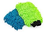 (2-Pack) THE RAG COMPANY Premium Soft Microfiber Chenille Knobby SCRATCH-FREE, LINT-FREE Wash Mitts, One Royal Blue and One Lime Green