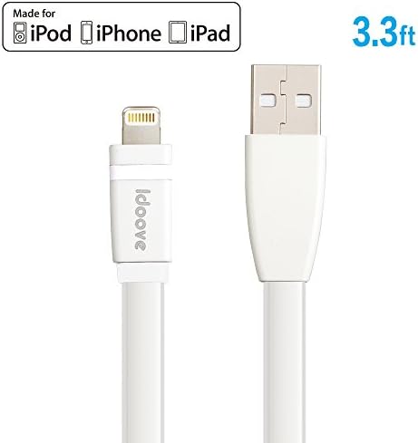 idoove Lightning to USB Cable Apple MFi Certified Tangle-Free Flat Charge&amp;Sync Unique Jelly Cord for iPhone 7/6 Plus/5s/5c/5, iPad mini/iPad Air/iPad Pro, iPod touch 6th Gen/nano 7th Gen(White)