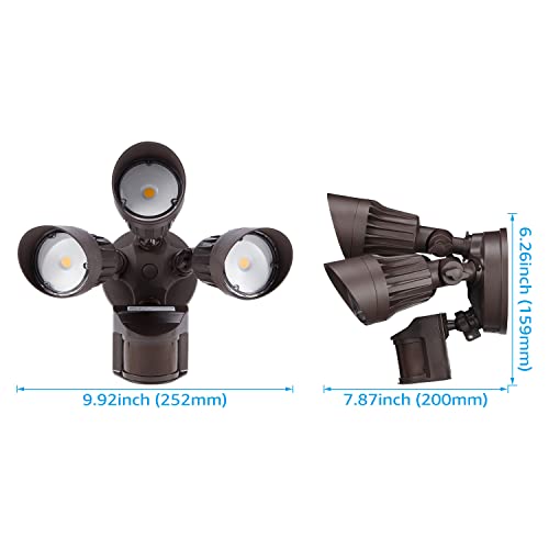 LEONLITE LED Security Lights Motion Sensor, Adjustable 3 Heads Outdoor