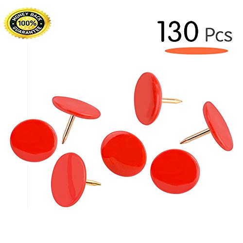 Joyous Journey Colorful Push Pins, 3/8 Inch Plastic Coated Round Head with 5/16 Inch Stainless Steel Point Thumb Tacks, 300 PCS (Red)