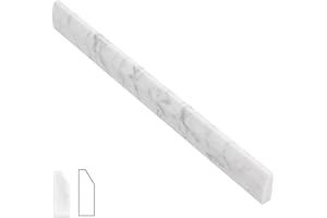 Lovdeco Carrara White 6/5" X 12" Marble Pencil Liner Tile, Edge Trim Molding for Shower and Backsplash, Bullnose Tile Trim Po