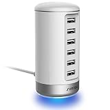 seenda USB Wall Charger, USB Phone Charger - 6-Port Multi USB Charger with Smart Identification - White