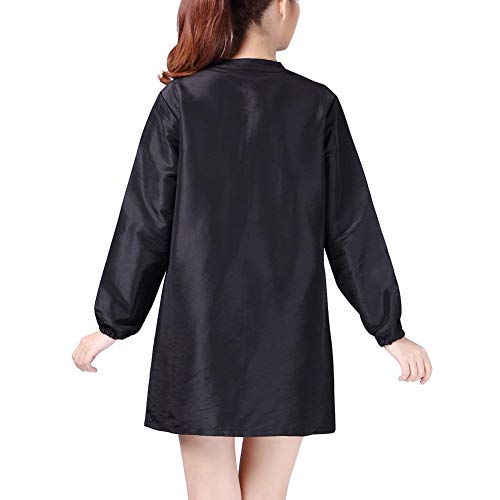 KAHOT Professional Salon Smock Stylist Jacket Cosmetology Uniform Zipper Hairdressing Cape Hairdresser Work Clothes Hair Beauty SPA Guest Client Kimono Gown (L, Black) - Thumbnail 2