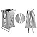 Chrislley X-Frame Laundry Basket Stand Oxford Dirty Foldable Laundry Hamper Sorter Waterproof Handles (Light Gray Hamper)