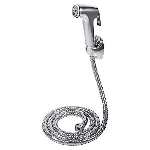 Aiggend Hand Held Bidet Set, Stainless Steel Sprayer Flexible Telescopic Shower Hose and Bracket Holder Multi-Function Toilet Bidet Shower Set for Bathroom Toilet (Shower + Bracket + Hose)