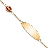 JewelryWeb 7.01mm 14k Solid Yellow Gold Enamel Ladybug With .5 Inch Extension ID Bracelet Identification Bracelet