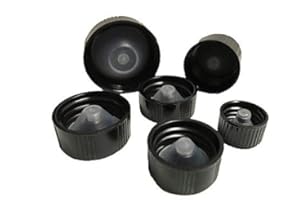 Qorpak CAP-00176, Phenolic Cap with Polyseal Cone Liner, 24-400 Neck Finish, Black, Pack of 12