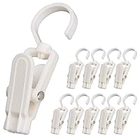 HenJiu Shower Curtain Clip, Clothes peg, hat Clip Clip Towel Clip Sock Gloves Clip Multifunctional Plastic Display Curtain Boot Clip 360 Degree Rotating Hook 10 PCS (a)