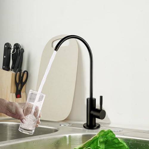 SOLVEX Grifo de Filtro Purificador de Agua Potable, Llave de Filtro de Agua para Cocina, Grifo de filtro, Grifo Giratorio de Acero Inoxidable de 360 ​​Grados, Negro Mate, SP-10016-N