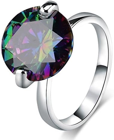 SINOSSO 8 Carat Platinum-Plated Base Solitaire Round Cubic Zirconia Engament Rings for women