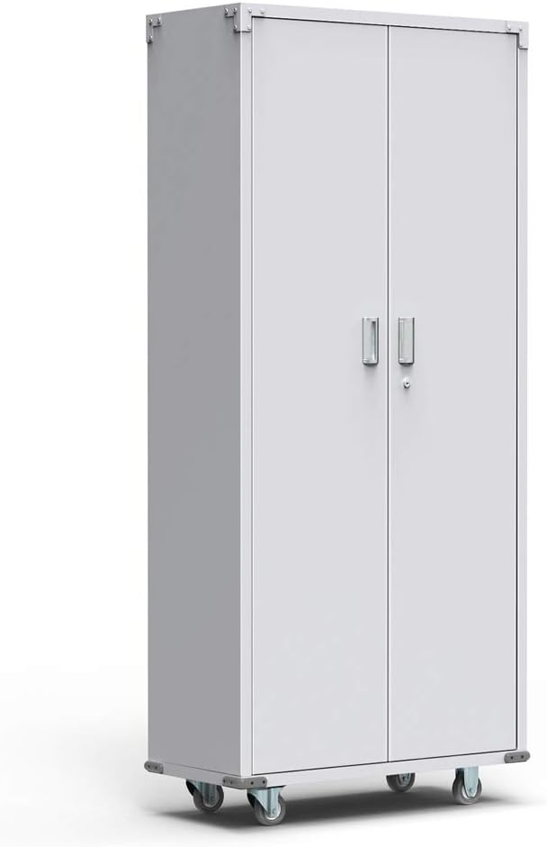 Bonnlo 74” Tall Steel Storage Cabinet Rolling Metal Storage Locker with Adjustable Shelves and Door for Garage, Office, Kitchen, Laundry Room
