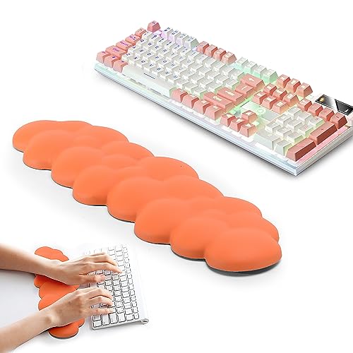 Cloud Wrist Rest Keyboard, Upgraded Resilient Memory Foam, Ergonomic Palm Rest, Wrist Support, Mouse Pad Wrist Support For Laptop, Computer, Typing, Reading (Keyboard & Mouse Wrist Rest Set-Black