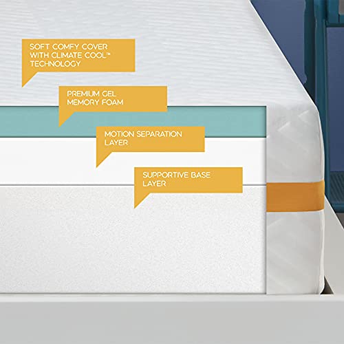 Simmons Gel Memory Foam Mattress 12 Inch, Queen Size, Plush Feel