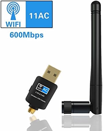 High Speed Wifi Adapter 600Mbps USB Wifi Dongle with Antenna 802.11ac Wireless Network Card Dual Band 5.8G/2.4G Land Card for Desktop PC Laptop, Support Windows 10/8.1/8/7/XP/Vista, Mac Os