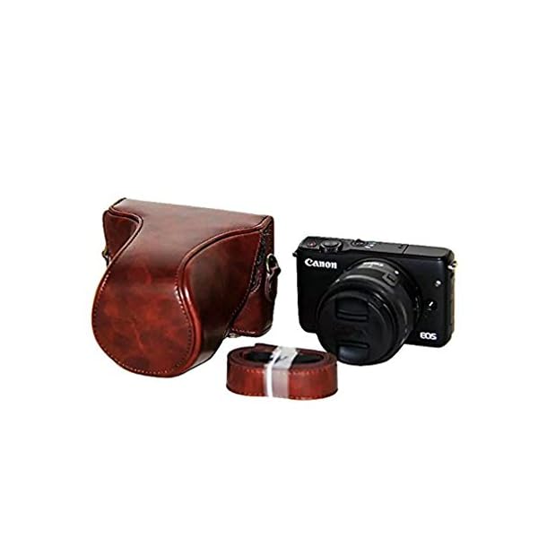 First2savvv Dunkelbraun Premium Qualität Ganzkörper- präzise Passform PU-Leder Kameratasche Fall Tasche Cover für Canon… – Bild 6