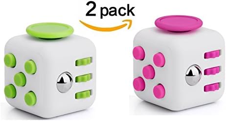 Fidget Cubes, Cubier (2-Pack) Anti-Anxiety Stress Relief Attention and Relaxing Dice Toy for Children and Adults (Pink/Green)