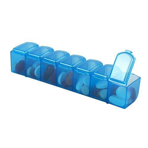 EZY DOSE Weekly (7-Day) Pill Case, Medicine Planner, Vitamin Organizer Box, Large Push N' Pop Open Compartments, Convenient and Easy to Use, Color May Vary, BPA Free