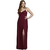 David's Bridal Chiffon Spaghetti Strap A-Line Dress with Slit