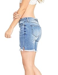 Celebrity Rosa dama Juniors mediados de cintura elástico Denim Bermudas pantalones cortos