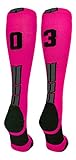 MadSportsStuff Player Id Jersey Number Socks Over The Calf Length Neon Pink and Black